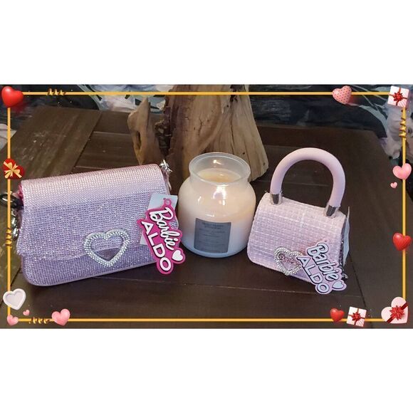 ALDO BARBIE Lot of (2) Pink Rhinestone Heart Purses~Mom & Me~Sister & Me~NWT - Picture 1 of 8